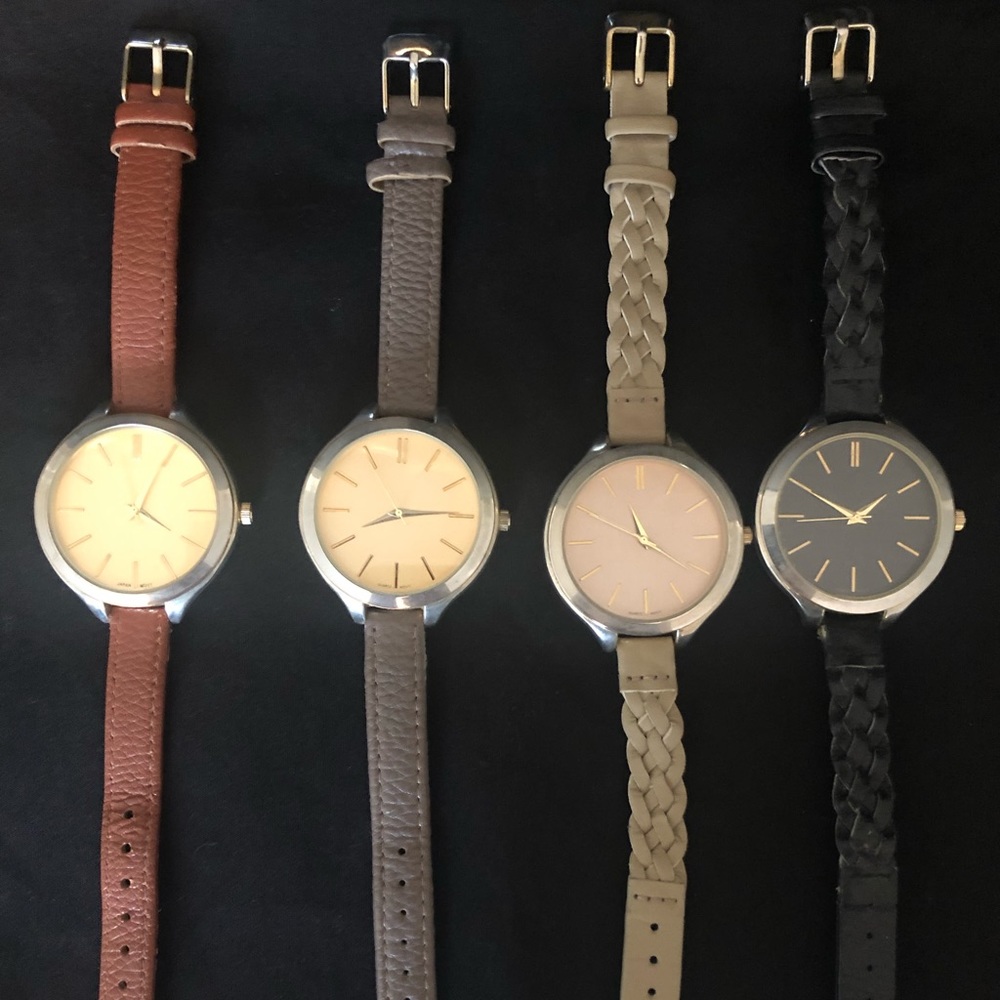 4 Fashion Watches Various colors, adjustable wristband
